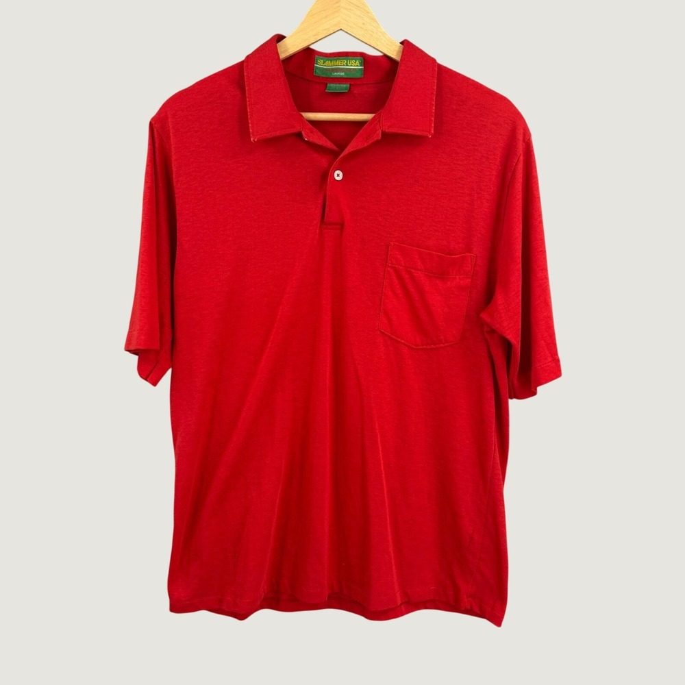 Vintage Slammer USA by Munsingwear Red Polo Shirt Soft Distressed